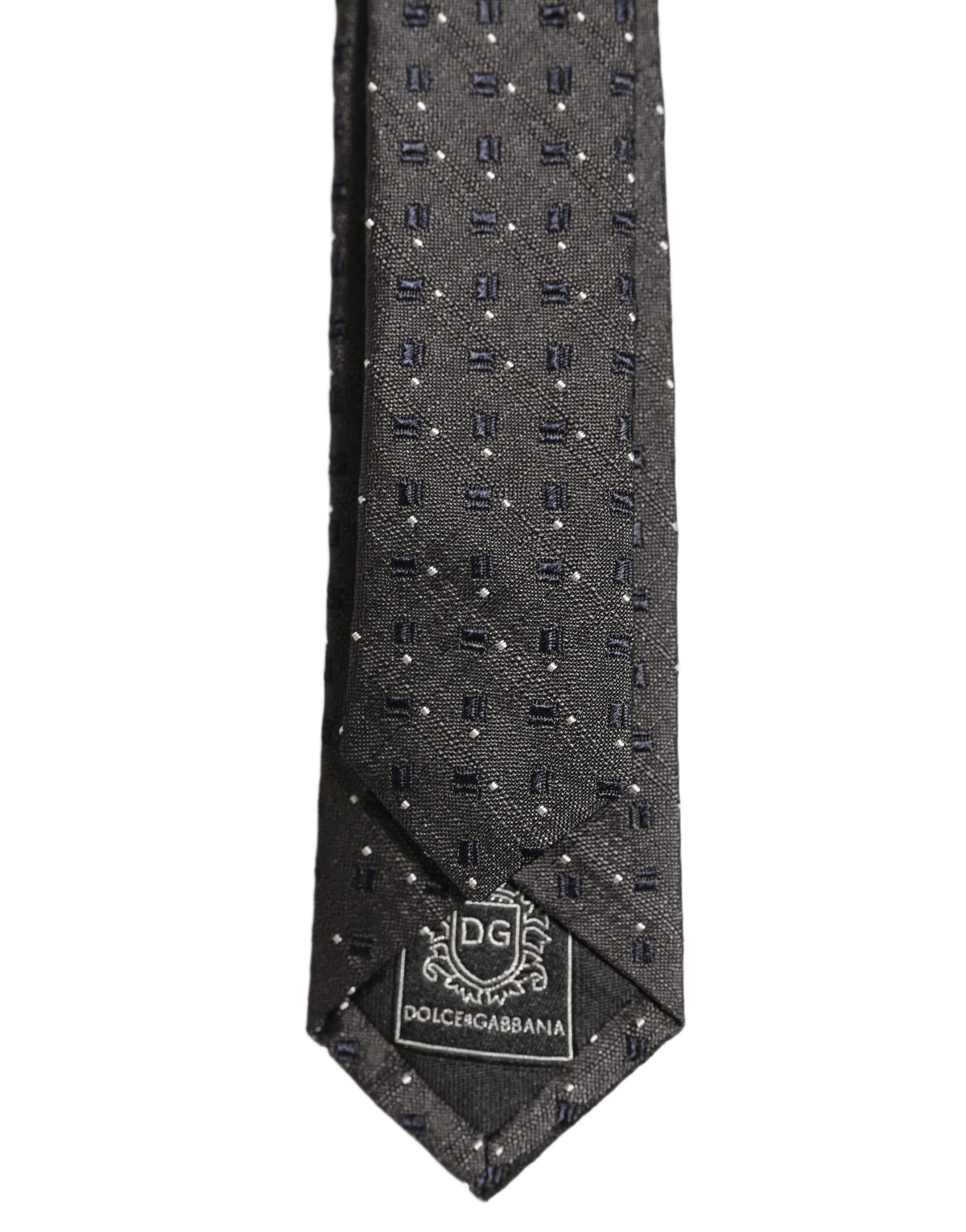 Men Dark Gray Geometric Silk Adjustable Tied Necktie Tie