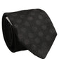 Black Polka Dot Jacquard Silk Adjustable Tied Necktie Tie