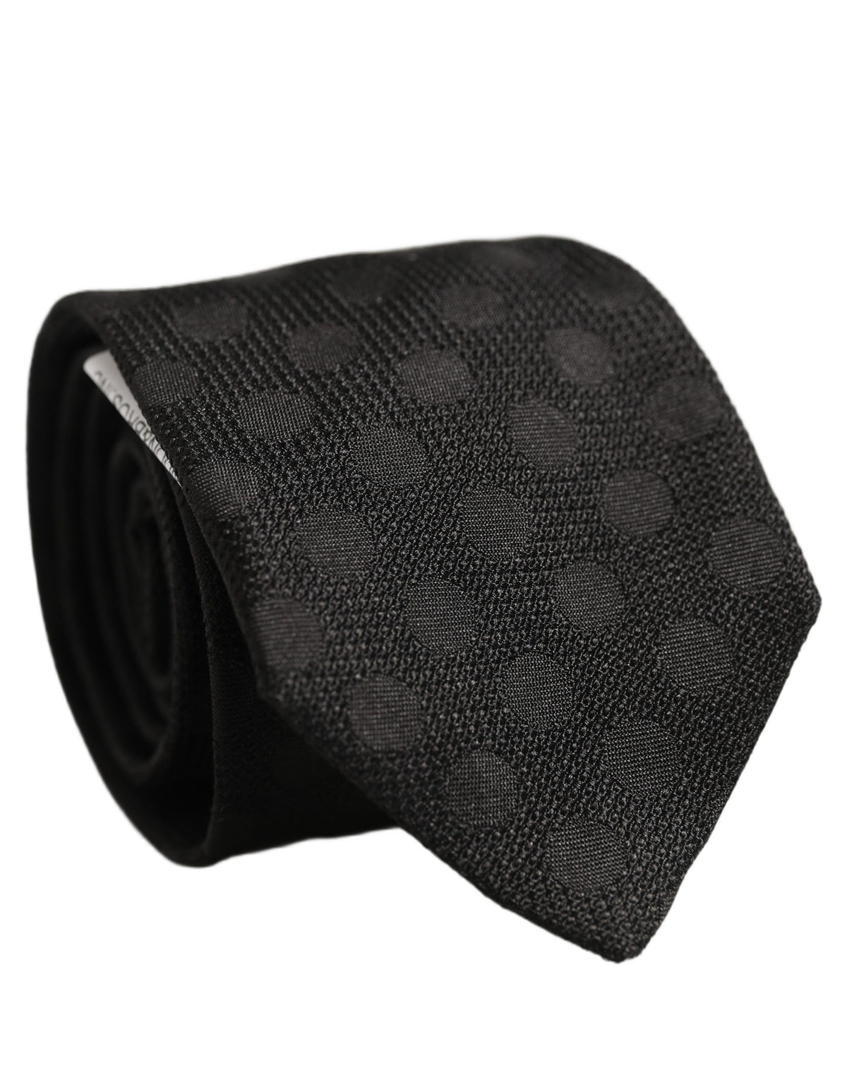 Black Polka Dot Jacquard Silk Adjustable Tied Necktie Tie