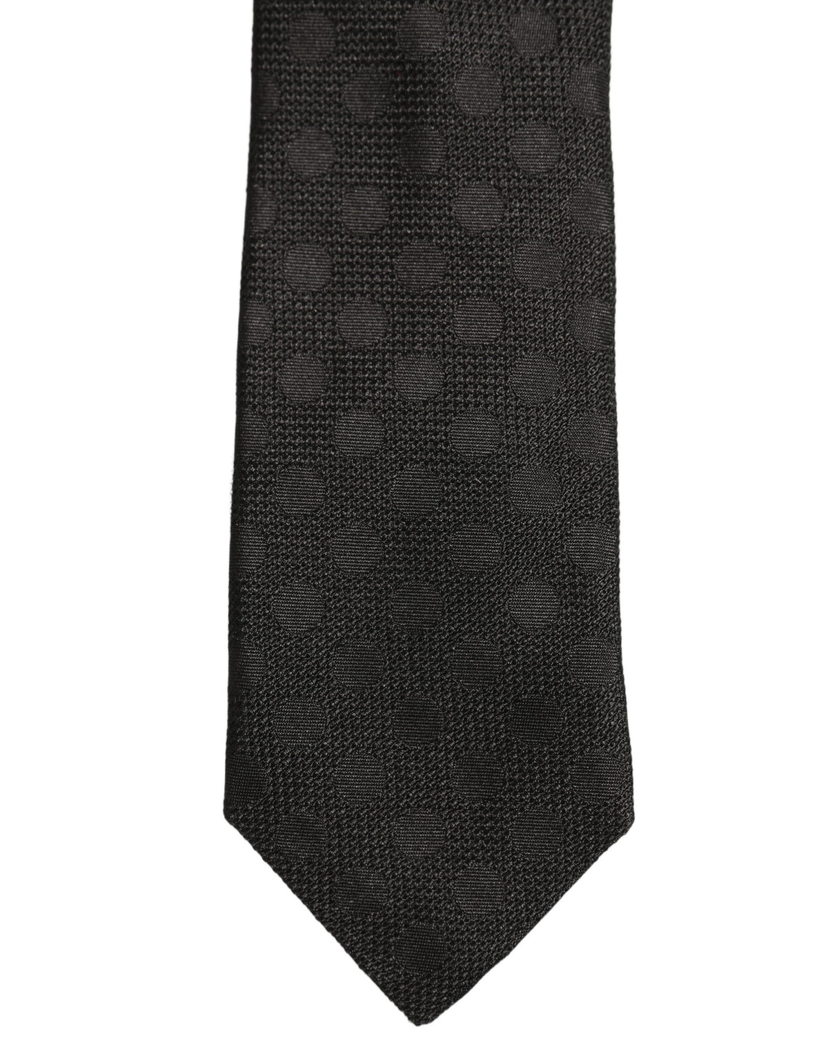 Black Polka Dot Jacquard Silk Adjustable Tied Necktie Tie