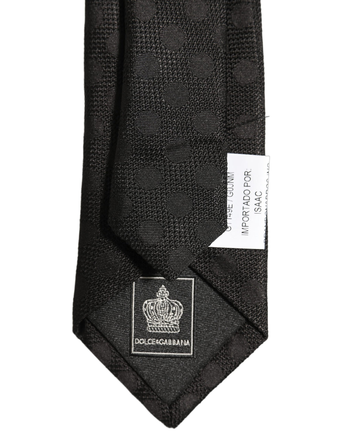 Black Polka Dot Jacquard Silk Adjustable Tied Necktie Tie