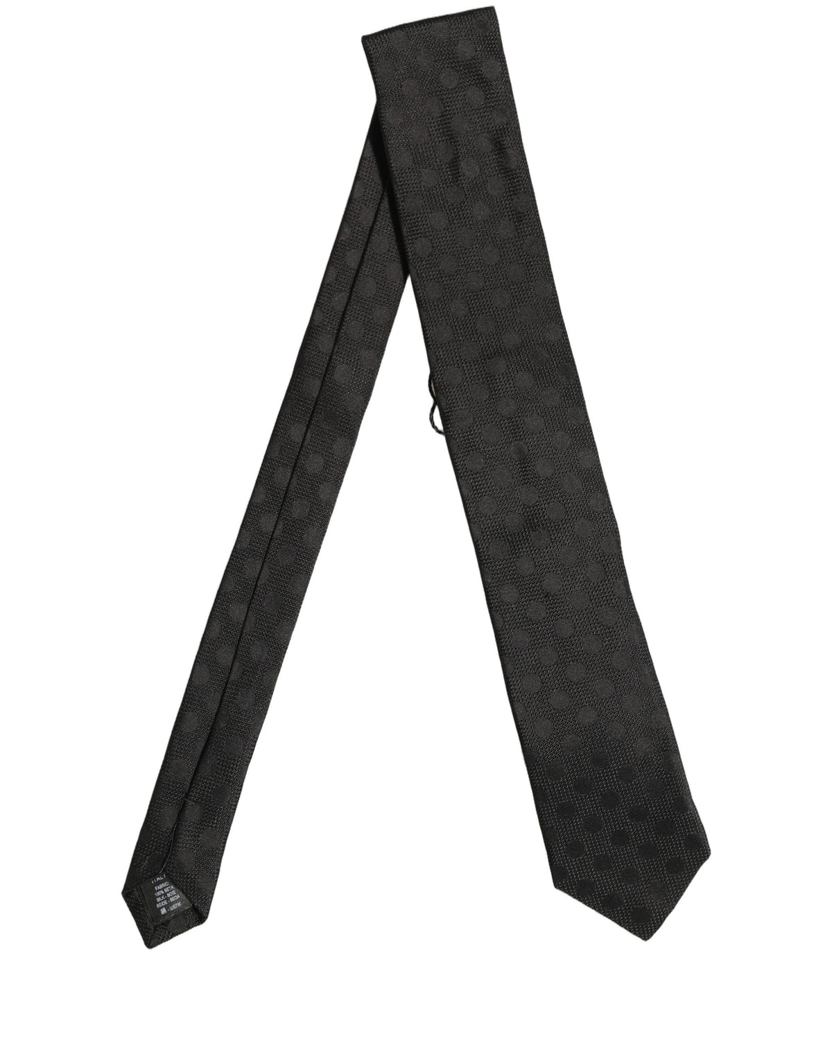 Black Polka Dot Jacquard Silk Adjustable Tied Necktie Tie
