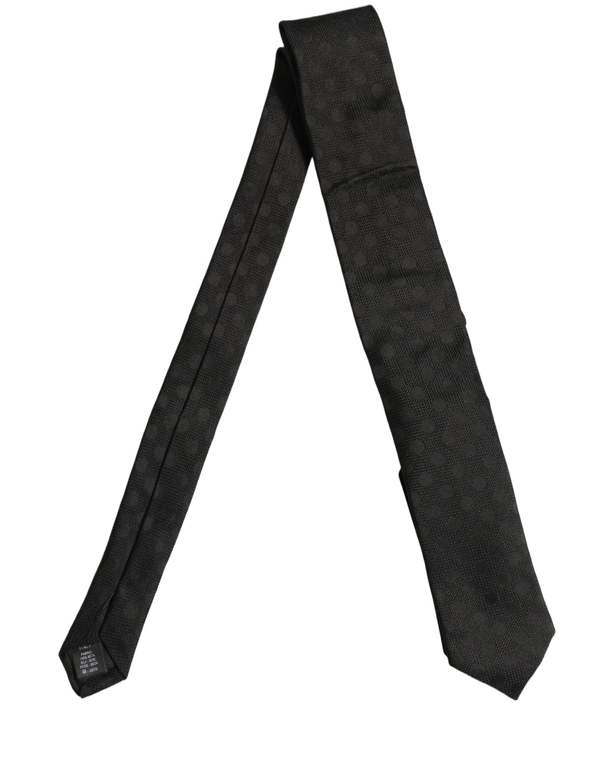Black Polka Dot Jacquard Silk Adjustable Tied Necktie Tie