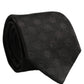 Black Polka Dot Jacquard Silk Adjustable Tied Necktie Tie