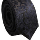 Men Dark Blue Floral Jacquard Adjustable Tied Necktie Tie