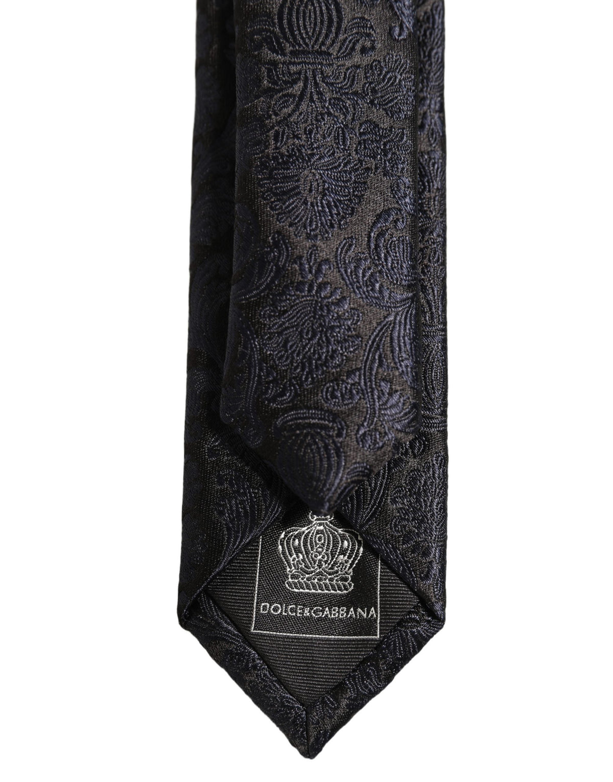 Men Dark Blue Floral Jacquard Adjustable Tied Necktie Tie