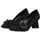 Black Brocade Crystals Heels Pumps Shoes
