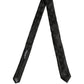 Men Black Crown Pattern Silk Adjustable Tied Necktie Tie