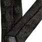 Men Black Crown Pattern Silk Adjustable Tied Necktie Tie