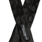 Men Black Crown Pattern Silk Adjustable Tied Necktie Tie