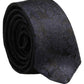 Men Black Floral Jacquard Adjustable Tied Necktie Tie