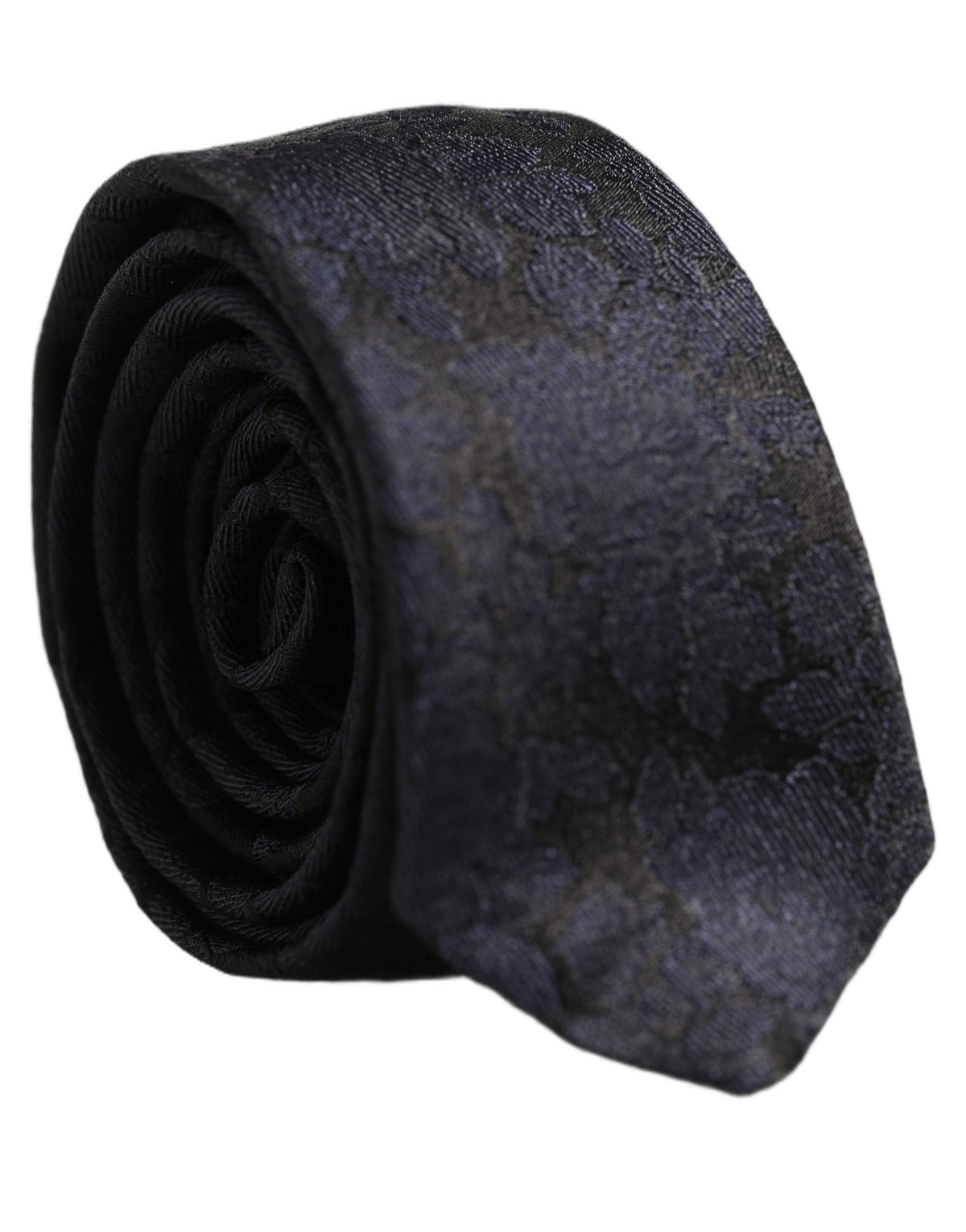 Men Black Floral Jacquard Adjustable Tied Necktie Tie
