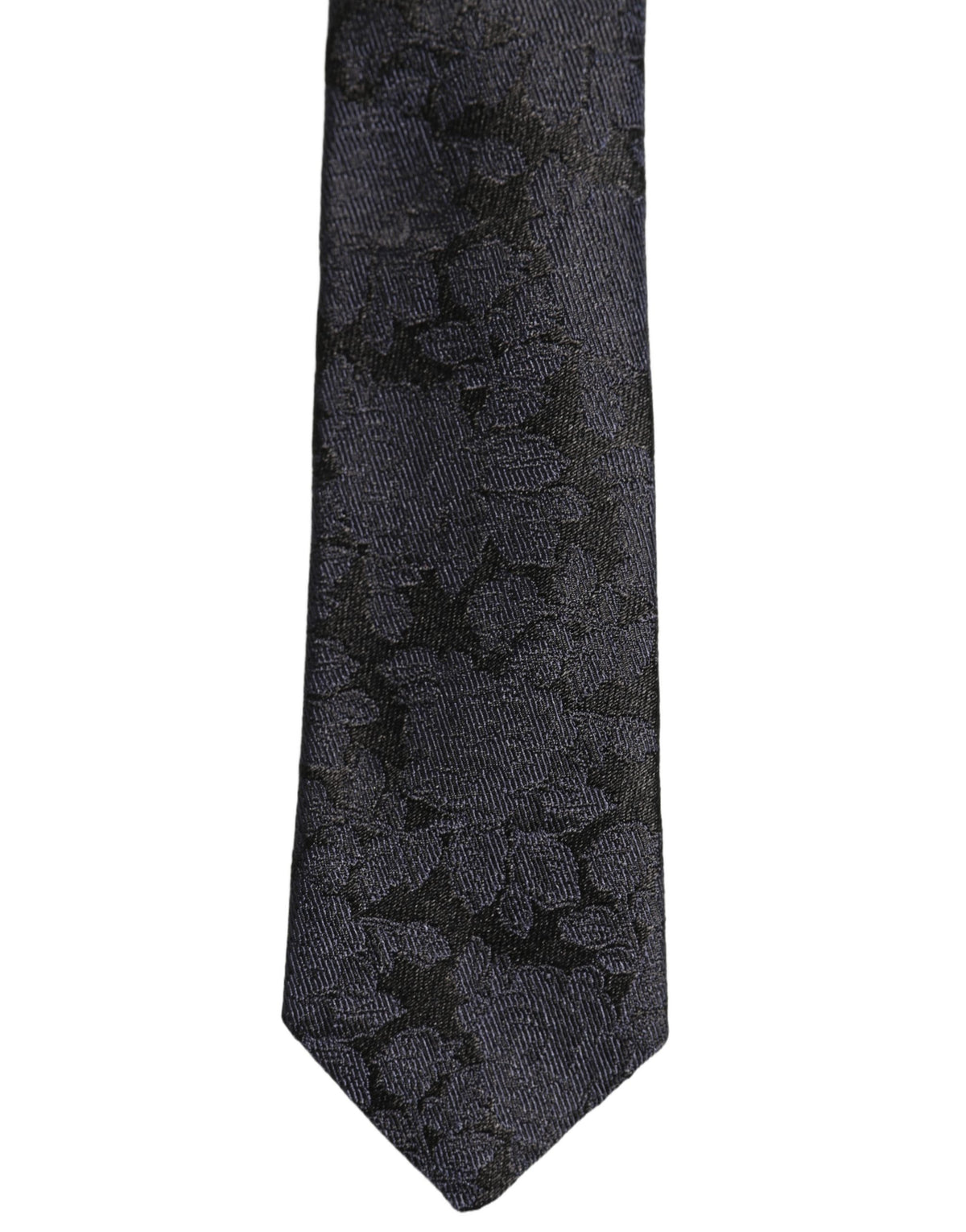 Men Black Floral Jacquard Adjustable Tied Necktie Tie