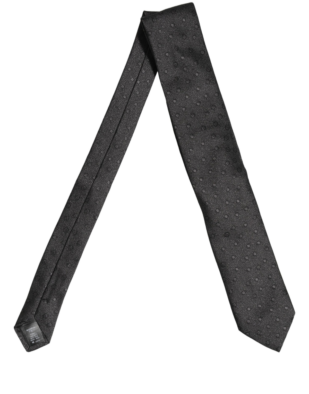 Men Black Polka Dot Silk Adjustable Tied Necktie Tie