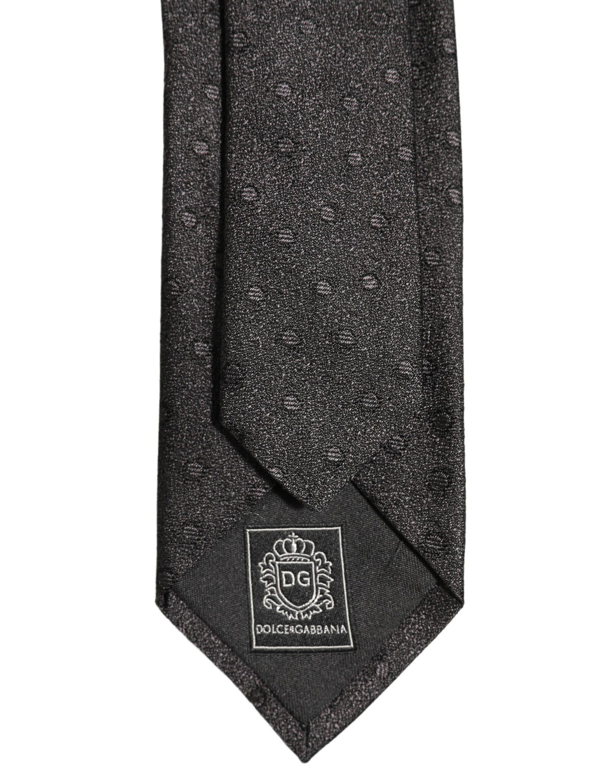 Men Black Polka Dot Silk Adjustable Tied Necktie Tie