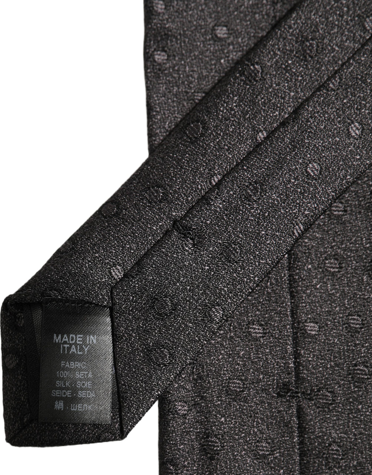 Men Black Polka Dot Silk Adjustable Tied Necktie Tie