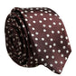 Men Burgundy Polka Dot Silk Adjustable Tied Necktie Tie