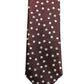 Men Burgundy Polka Dot Silk Adjustable Tied Necktie Tie