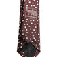 Men Burgundy Polka Dot Silk Adjustable Tied Necktie Tie