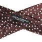 Men Burgundy Polka Dot Silk Adjustable Tied Necktie Tie