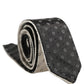Black White Geometric Silk Adjustable Tied Necktie Tie