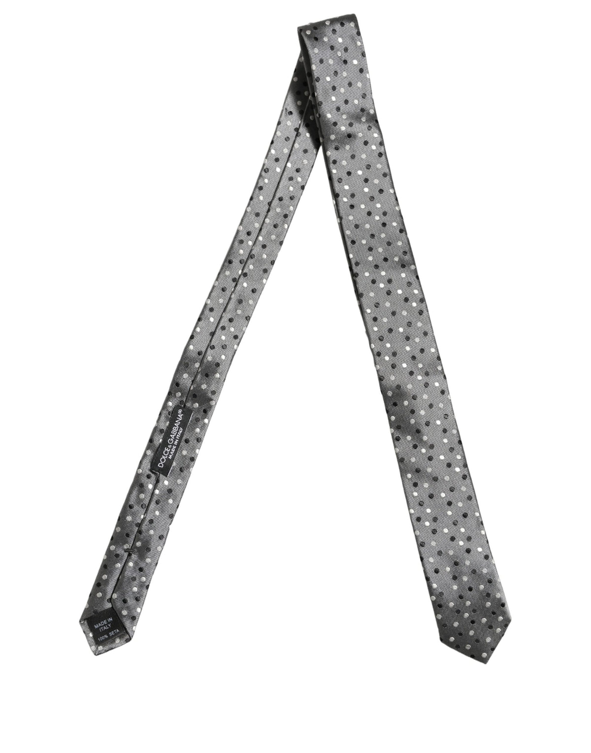 Men Gray Polka Dot Silk Adjustable Tied Necktie Tie