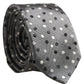 Men Gray Polka Dot Silk Adjustable Tied Necktie Tie