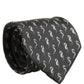 Men Black Seahorse Silk Adjustable Tied Necktie Tie