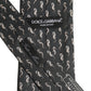 Men Black Seahorse Silk Adjustable Tied Necktie Tie