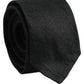 Men Black Satin Silk Classic Adjustable Tied Necktie Tie