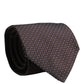 Men Brown Geometric Silk Adjustable Tied Necktie Tie