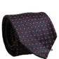 Men Dark Blue Geometric Silk Adjustable Tied Necktie Tie