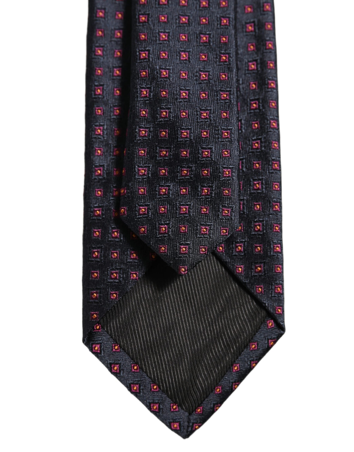 Men Dark Blue Geometric Silk Adjustable Tied Necktie Tie