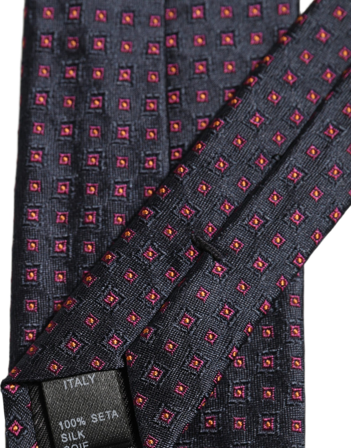 Men Dark Blue Geometric Silk Adjustable Tied Necktie Tie