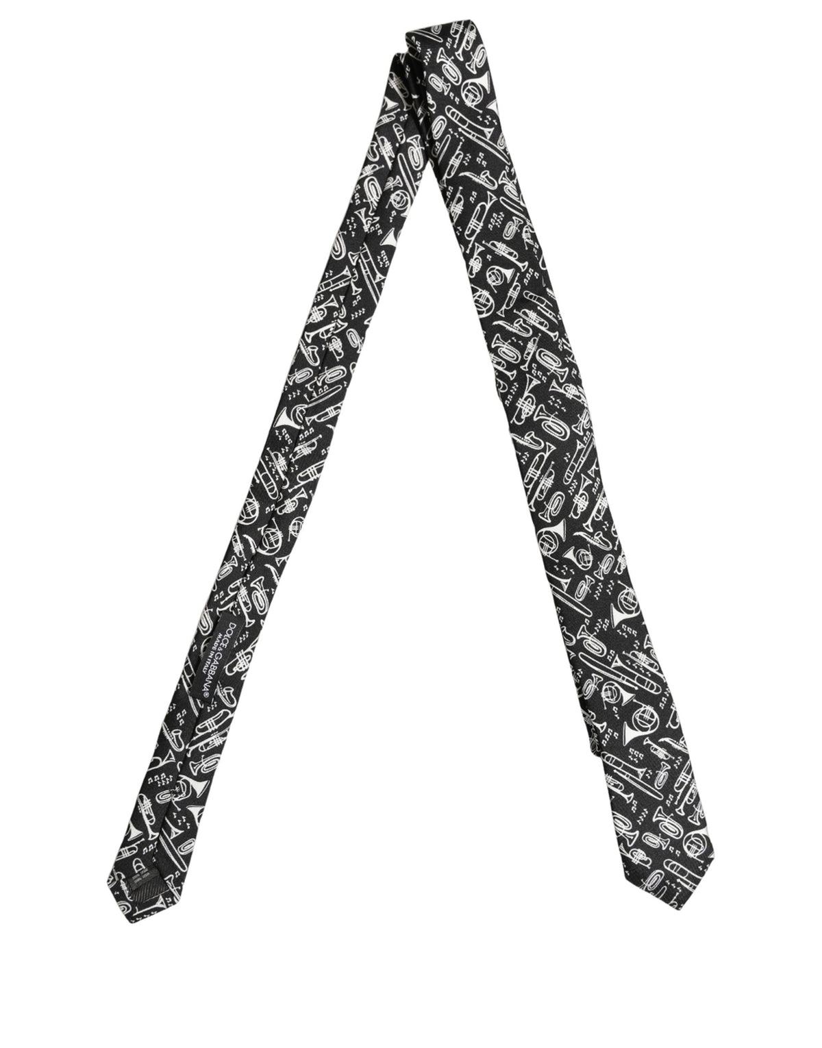 Black Musical Instrument Silk Adjustable Tied Necktie Tie