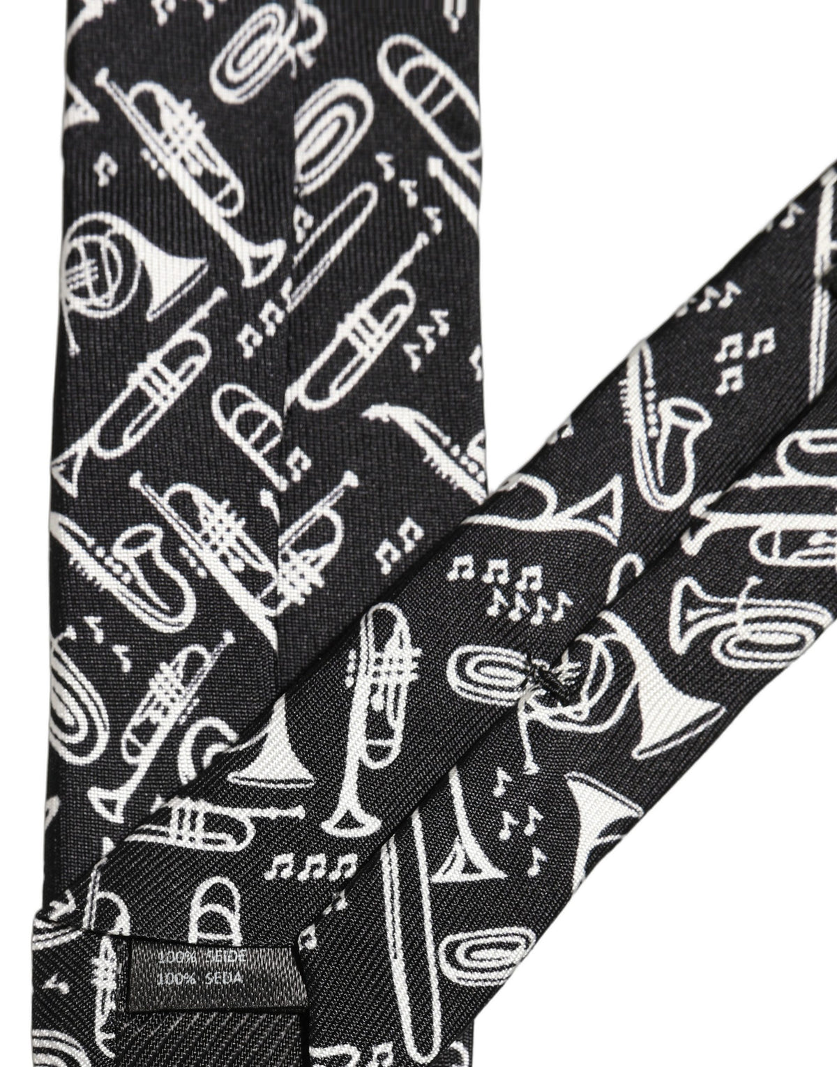 Black Musical Instrument Silk Adjustable Tied Necktie Tie