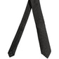 Men Black Silk Geometric Adjustable Tied Necktie Tie