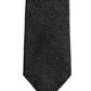 Men Black Silk Geometric Adjustable Tied Necktie Tie