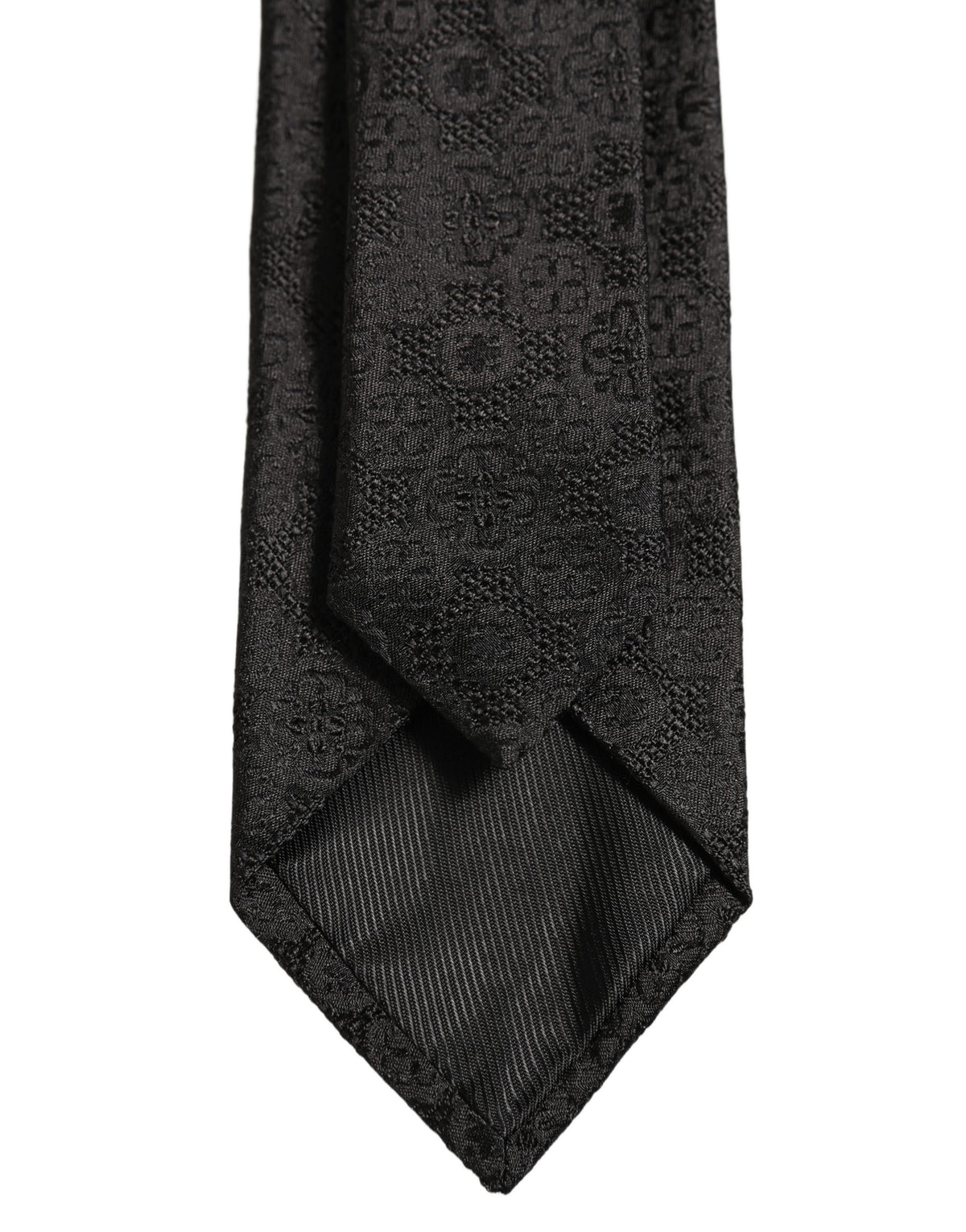 Men Black Silk Geometric Adjustable Tied Necktie Tie