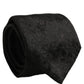 Men Black Silk Tonal Floral Adjustable Tied Necktie Tie