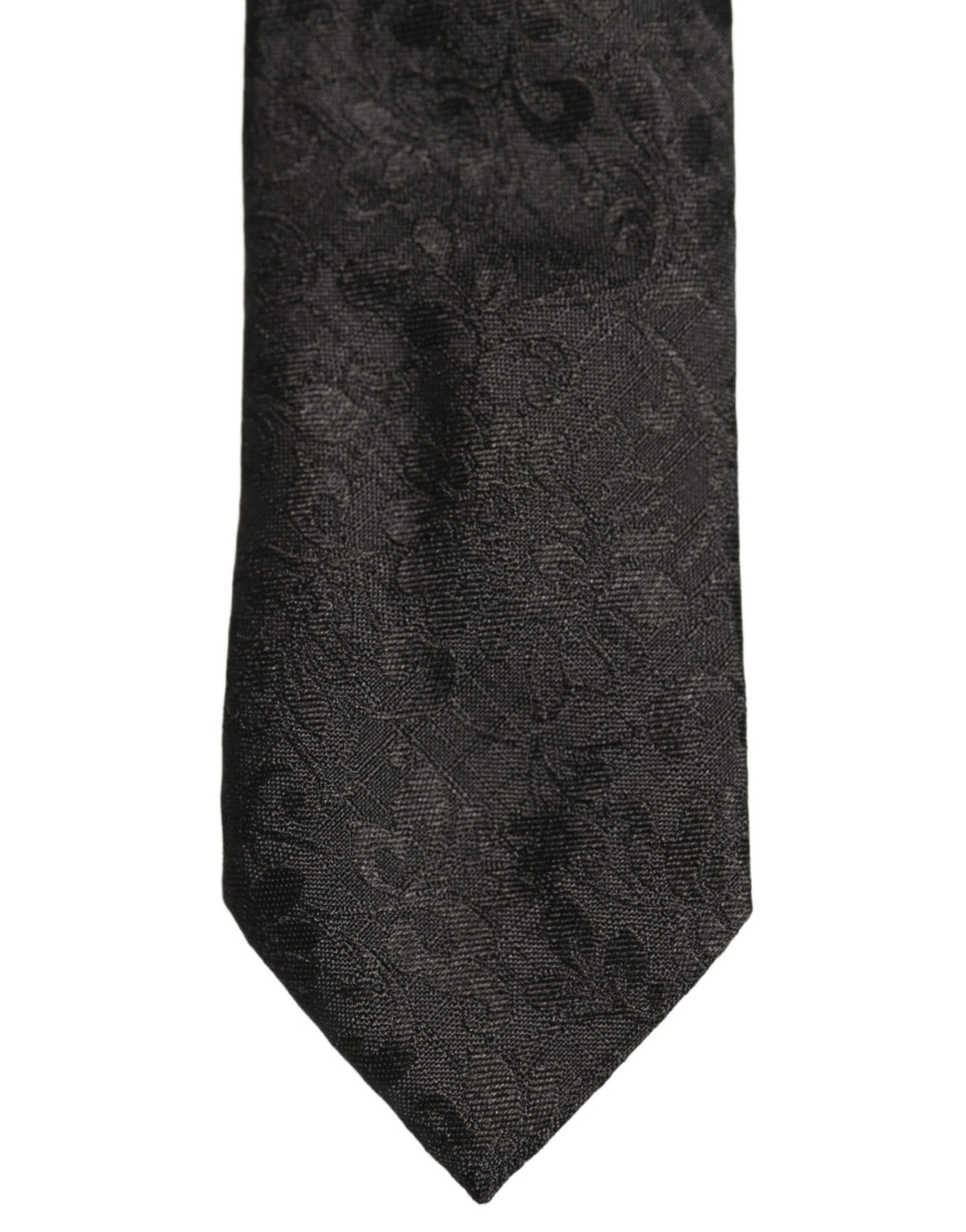 Men Black Silk Tonal Floral Adjustable Tied Necktie Tie