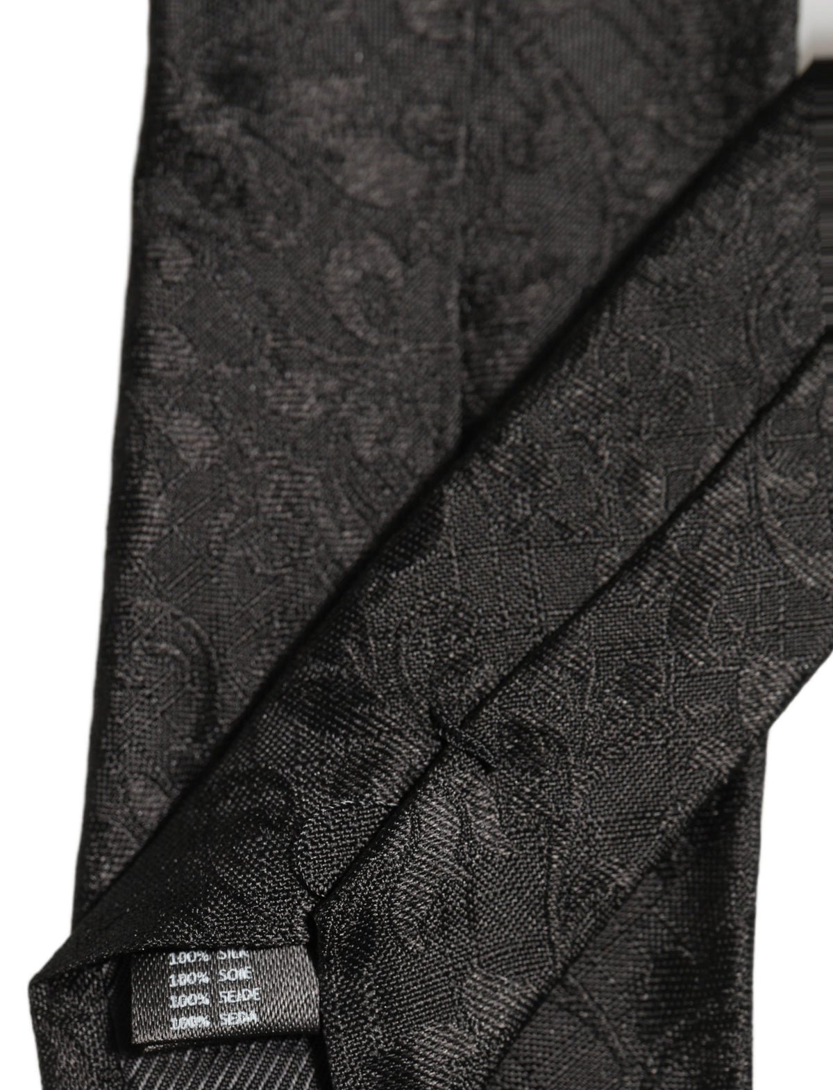 Men Black Silk Tonal Floral Adjustable Tied Necktie Tie