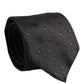 Men Black Polka Dot Silk Adjustable Tied Necktie Tie