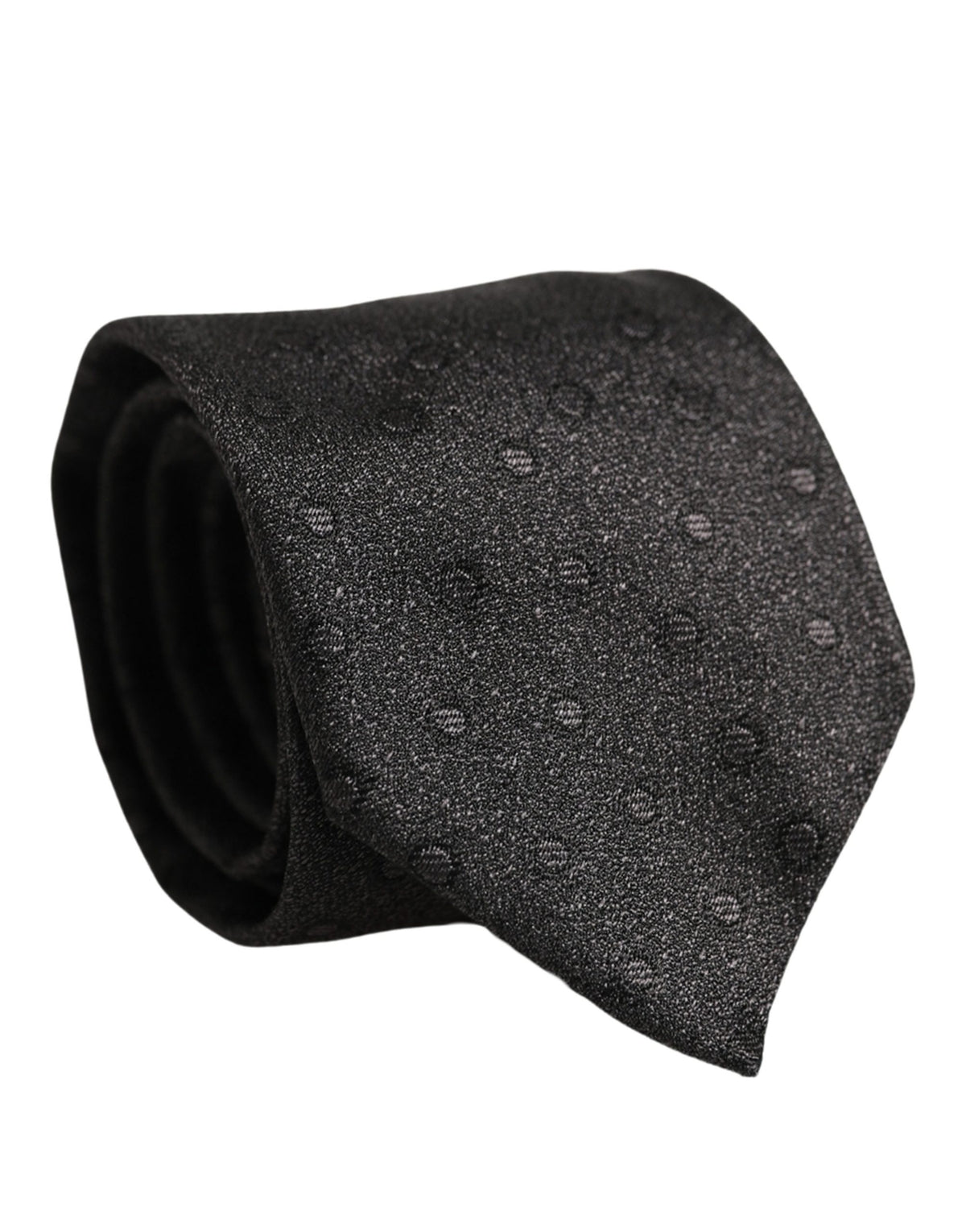 Men Black Polka Dot Silk Adjustable Tied Necktie Tie