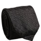 Men Black Silk Geometric Adjustable Tied Necktie Tie