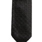 Men Black Silk Geometric Adjustable Tied Necktie Tie