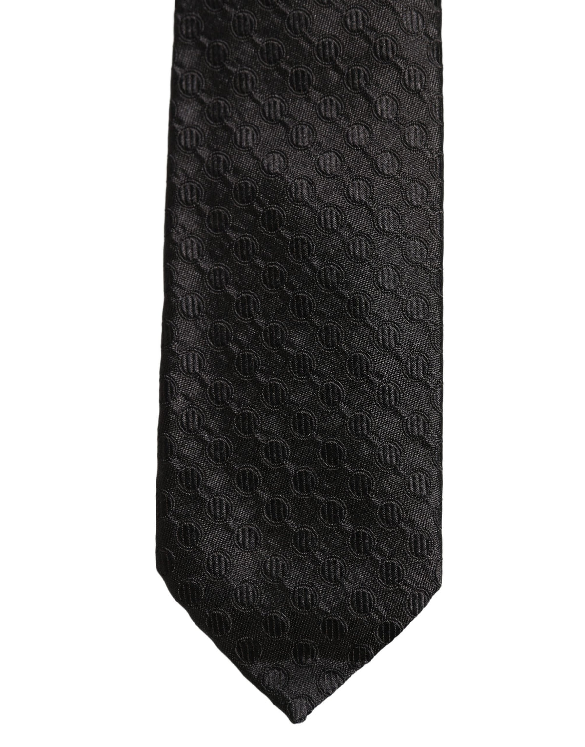 Men Black Silk Geometric Adjustable Tied Necktie Tie