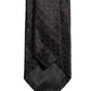 Men Black Silk Geometric Adjustable Tied Necktie Tie
