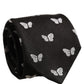 Men Black Silk Butterfly Adjustable Tied Necktie Tie