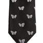 Men Black Silk Butterfly Adjustable Tied Necktie Tie